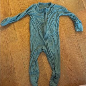 Little Sleepies Green Ribbed Zippies